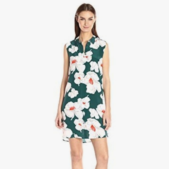 Equipment Dresses & Skirts - Equipment Femme Dress 100% Silk Floral Hidden Button Front Dark Green Size SP